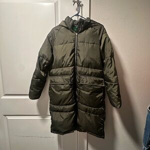 Dip Olive Long Puffer Coat